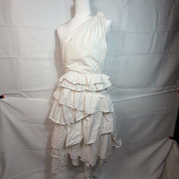 Anthropologie Dresses & Skirts - Anthropologie One Shoulder Ruffle Tiered Midi Dress White Size 8 Boho Shower